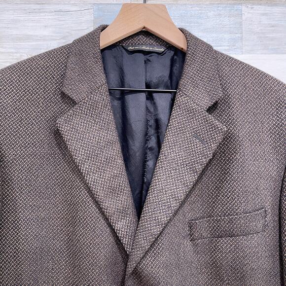 Jack Victor Wool Luxe Tweed Sport Coat Jacket Taupe Brown Two Button Mens 42R - Picture 2 of 8